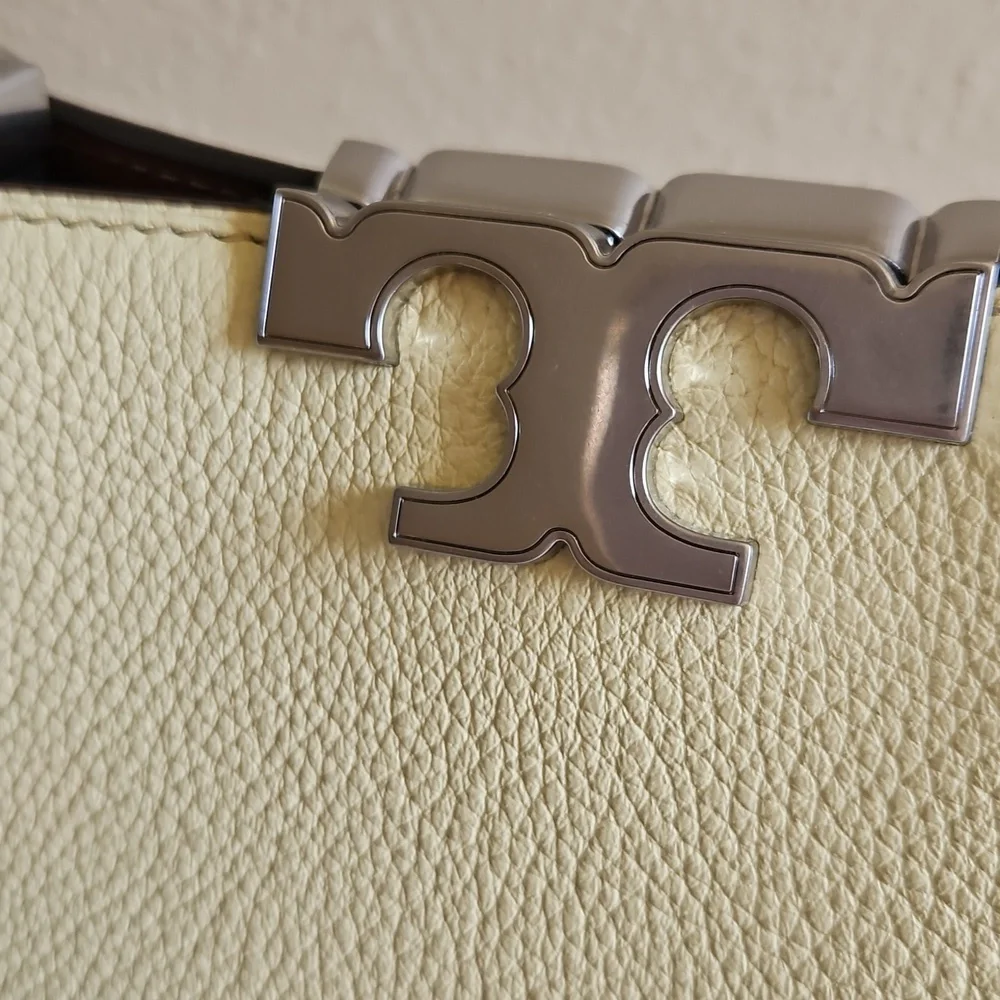 NWT Tory Burch Mini Eleanor Pebbled Satchel. Lemon Sugar. - Picture 5 of 11